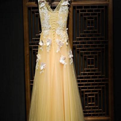 V-neck Lace Pearls Sleeveless Floor-length Prom..