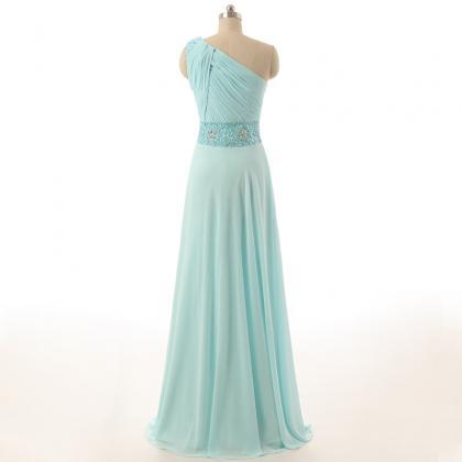 One Shoulder Floor-length Prom Dresses,handmade..