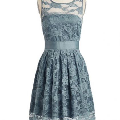 Grey Homecoming Dresses Zippers Sleeveless Lace..