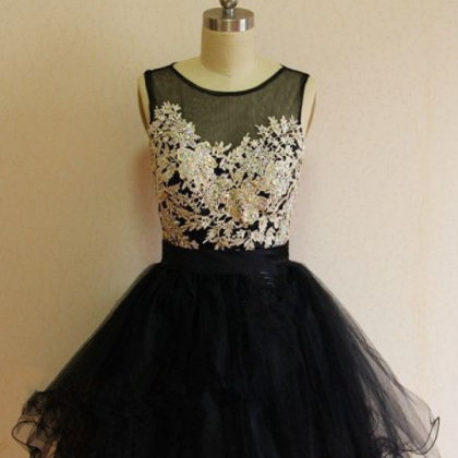Black Homecoming Dresses Zippers Sleeveless Lace..