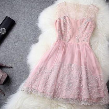 Pearl Pink Homecoming Dresses Zipper-up Sleeveless..