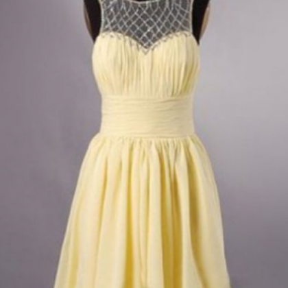 Yellow Homecoming Dresses Hollow Sleeveless A..