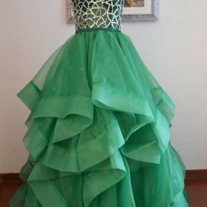 Prom Dresses,parkling Sequins Ruffles Ball Gown..