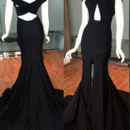 Sexy Prom Dress Halter Black Fit To Flare Maxi..