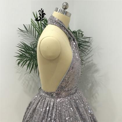Sexy Grey Halter Backless Short Homecoming Party..
