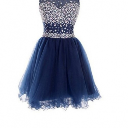 Blue Homecoming Dresses Sleeveless Aline Round..