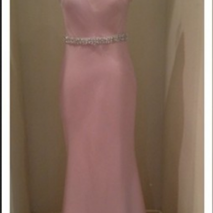 Pink Chiffon Prom Dresses Scoop Neck Beaded Women..