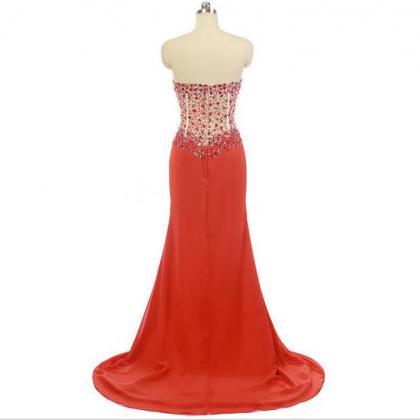Prom Dress, Red See Through Prom Dresses, Red Prom..