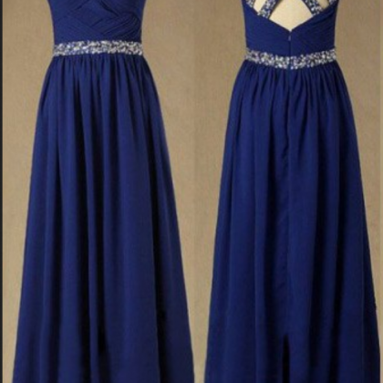 Beautiful Royal Blue Chiffon Handmade Prom Dress..