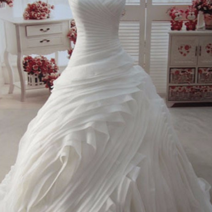 Real Photos Princess Wedding Dress Tube Cascading..
