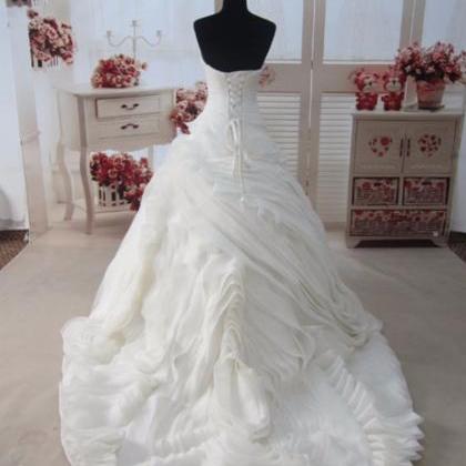 Real Photos Princess Wedding Dress Tube Cascading..