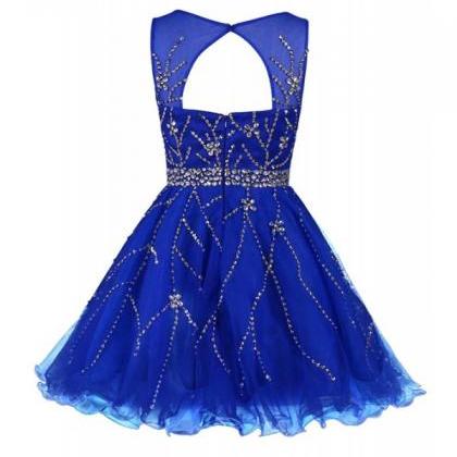Royal Blue Homecoming Dresses Sleeveless Aline..