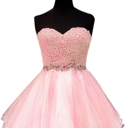 Pink Homecoming Dresses Zipper-up Sleeveless..