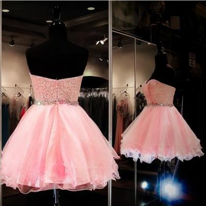 Pink Homecoming Dresses Zipper-up Sleeveless..