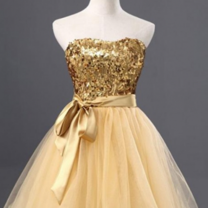 Golden Homecoming Dresses Hollow Sleeveless..