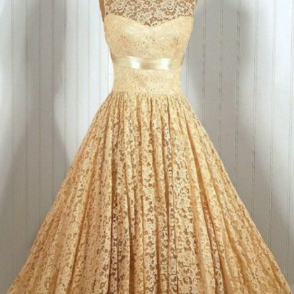 Homecoming Dresses ,vintage Prom Dress, Yellow..