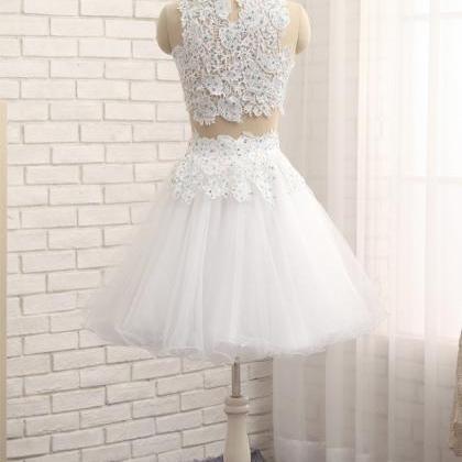 Sexy Two Pieces White Cocktail Dress Tulle Lace..