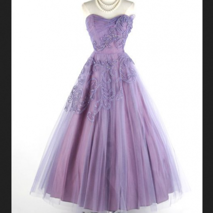Homecoming Dresses Vintage Prom Dress, Purple Prom..