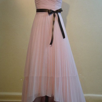 Pretty Handmade Asymmetrical Pink Chiffon Prom..