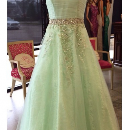 Strapless A-line Prom Dress,green Prom Dresses