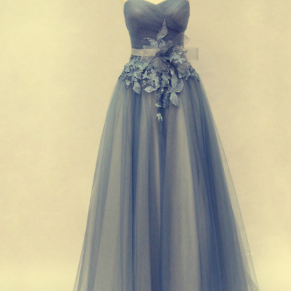 Sweetheart Long Tulle Prom Dresses Handmade..