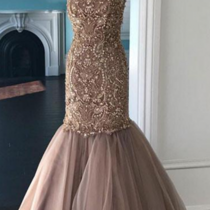 Unique Round Neck Prom Dresses,tulle Sequin Beads..