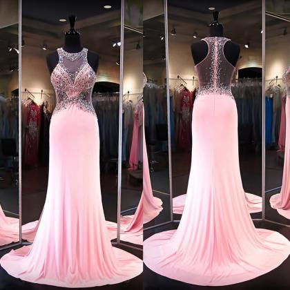 Illusion Tank Prom Dress With See-through Back,..