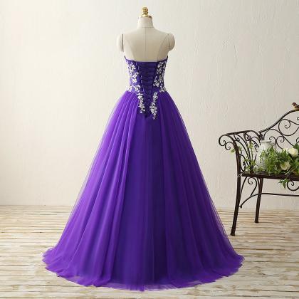 Prom Dresses,purple Sweetheart Deep V Neck..