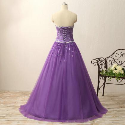 Prom Dresses ,sweetheart Crystal Beads Satin Tulle..