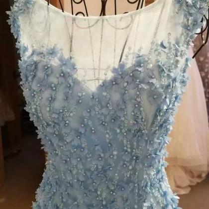 Blue Evening Dress,mermaid Evening Dress,evening..