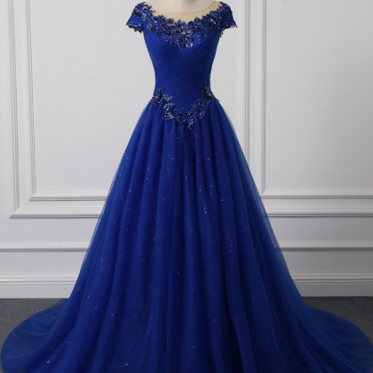 Royal Blue A Line Prom Dresses Floor Length Luxury..