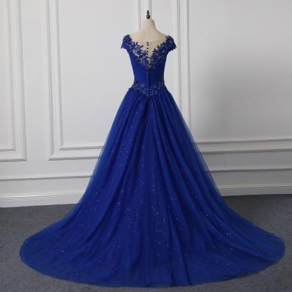 Royal Blue A Line Prom Dresses Floor Length Luxury..