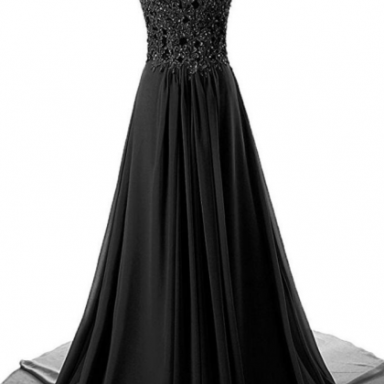 Cap Sleeves Long Chiffon Appliqued Evening Gown..