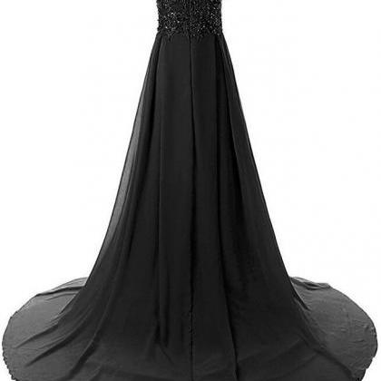 Cap Sleeves Long Chiffon Appliqued Evening Gown..