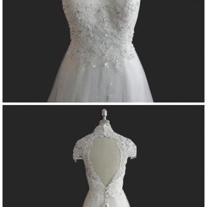 Short Sleeves Wedding Dress,long Wedding Dresses,..