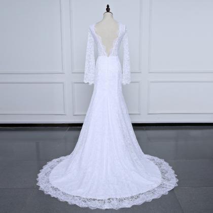 Long Sleeve Lace Wedding Dresses , Fashion Summer..