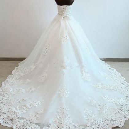 Long Ball Gown Lace Bridal Wedding Dresses Formal..