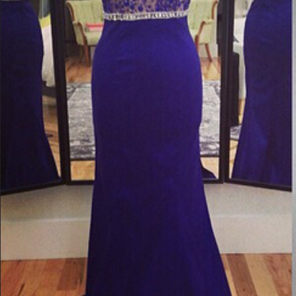 Charming Prom Dress,blue Mermaid Prom Dress,long..