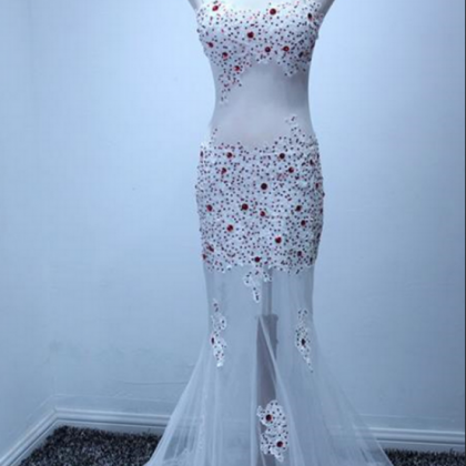Custom Made White Prom Dress,sexy See Through..