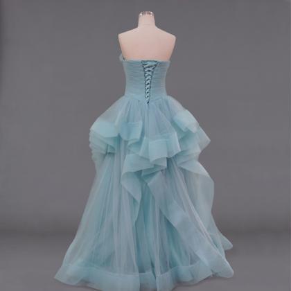 Light Green Tulle Sweetheart Prom Dress With Layer..