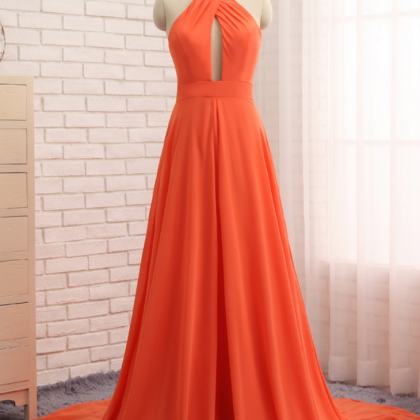 Prom Dresses ,orange Hijab Evening Dresses With..
