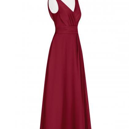 Elegant Burgundy V Neck Prom Dress,low Back Formal..