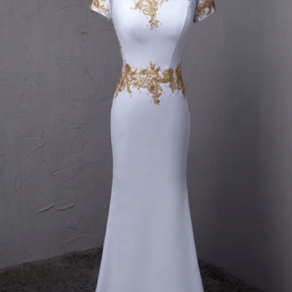 Elegant White Mermaid Prom Dresses Evening Wear..