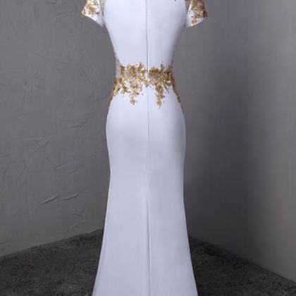 Elegant White Mermaid Prom Dresses Evening Wear..