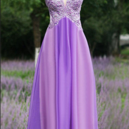 Charming Lavender Long Sweetheart Chiffon Prom..