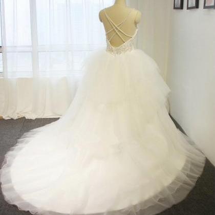 Charming Wedding Dress Sexy Strap Wedding Dress..