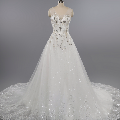Luxury Dubai Wedding Dress,a-line Lace Applique..