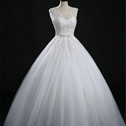 Tulle Ball Gown Wedding Dresses,floor-length Scoop..