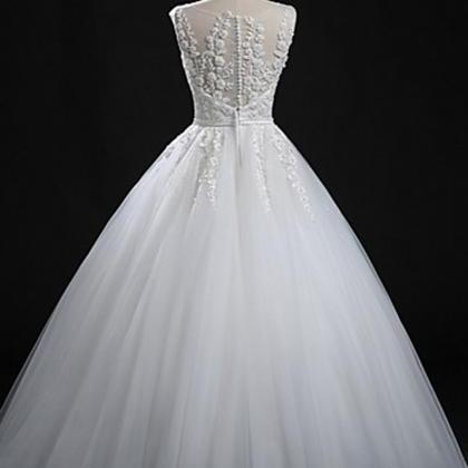Tulle Ball Gown Wedding Dresses,floor-length Scoop..