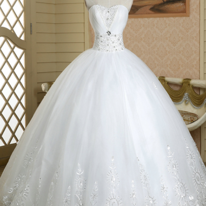 Sweetheart Floral Crystal Beaded Wedding Dress,..